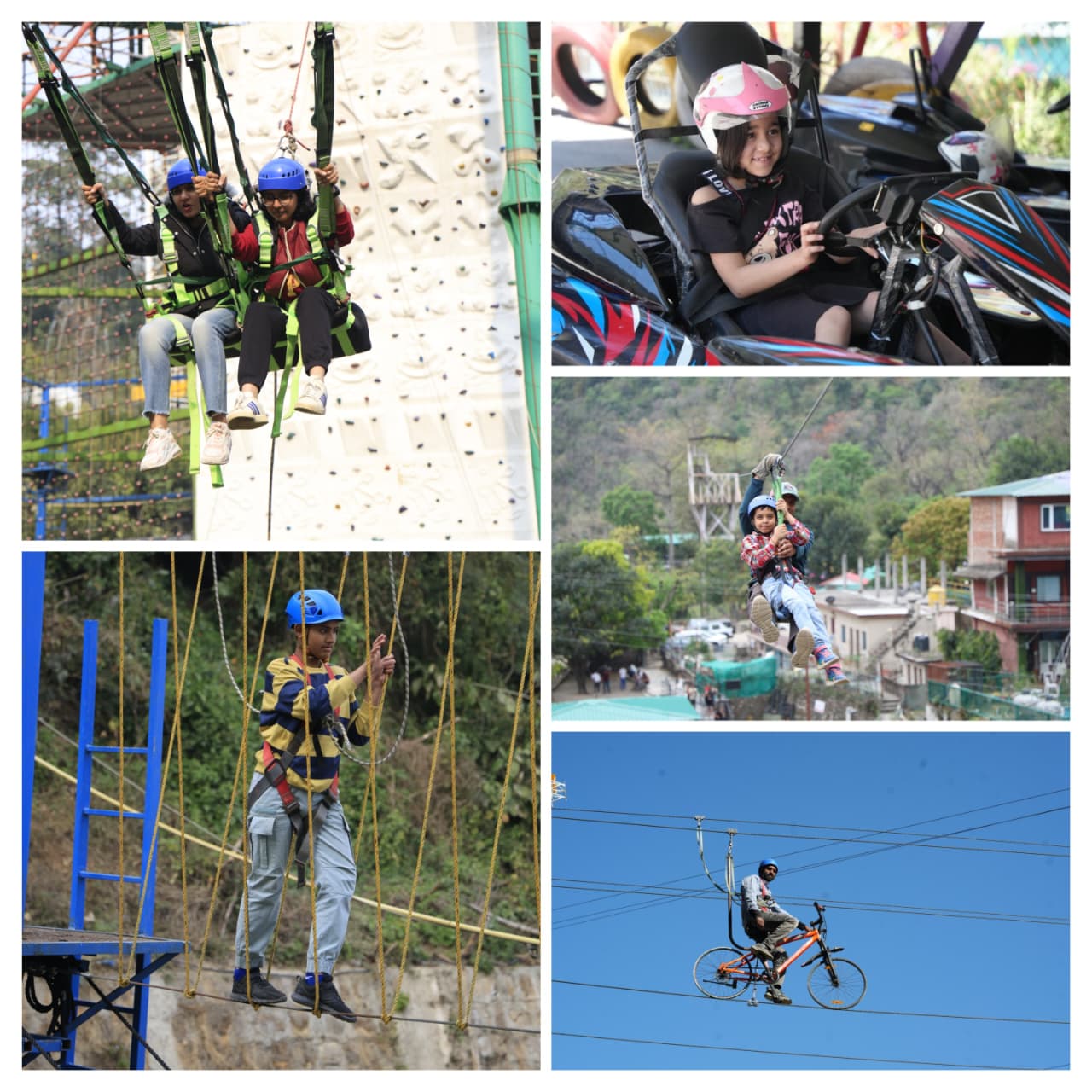 Kids Combo 3 : Zipline (Both Sides) + 60 Ft Swing + Go-Kart + Sky Cycle + Rope Course – Rishikesh — photo 1