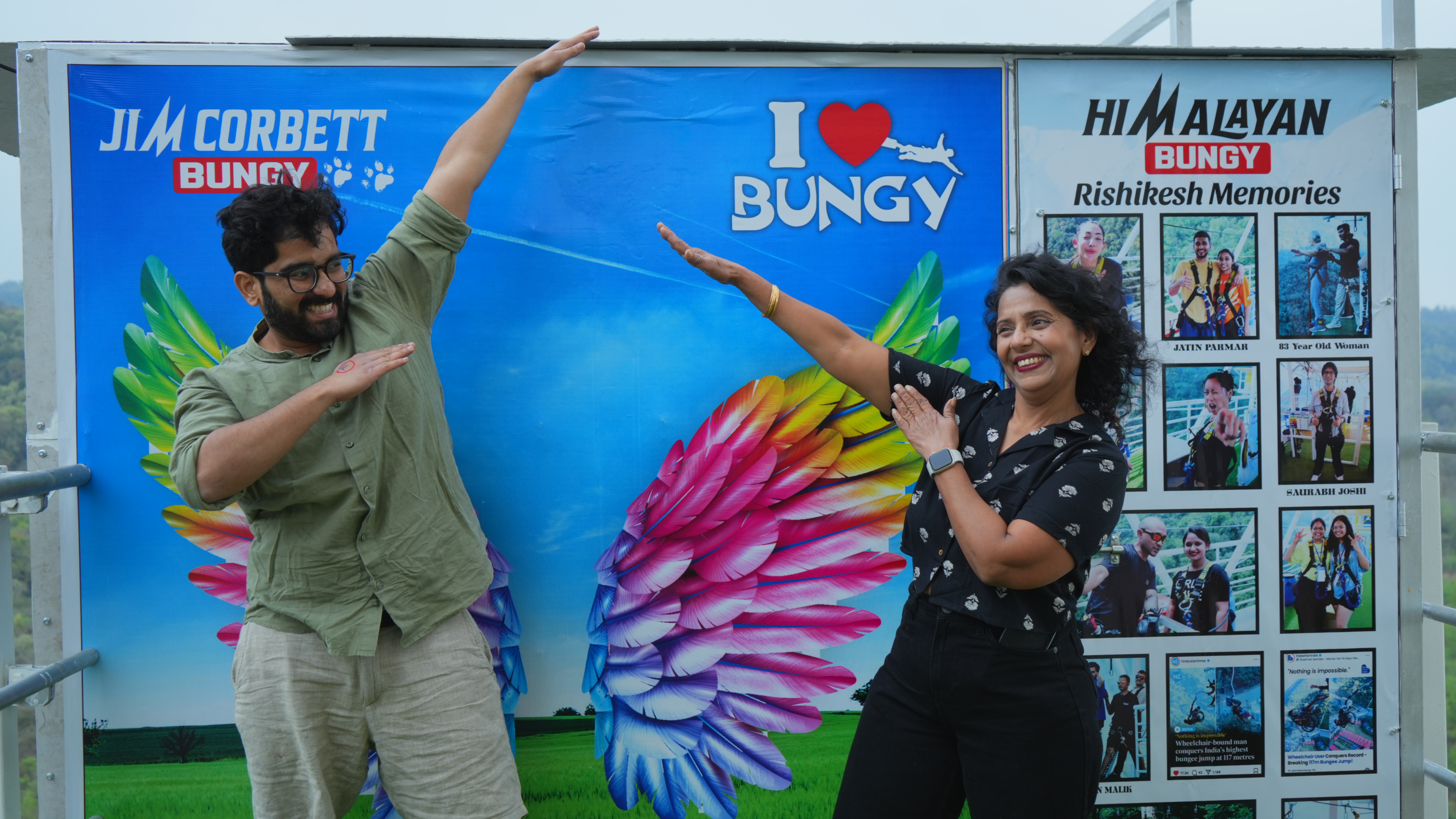 Couple excited for bungee jumping in Rishikesh