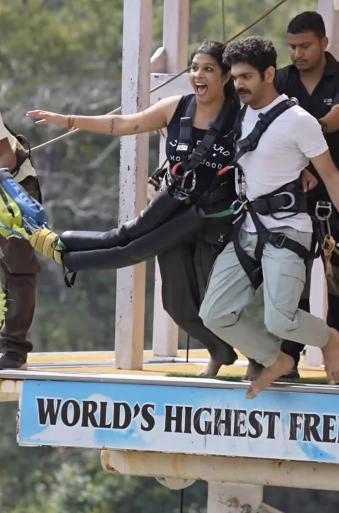 Couple ready for bungee jumping in Rishikesh