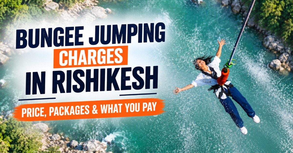 Bungee jumping charges in Rishikesh with jumper over the river