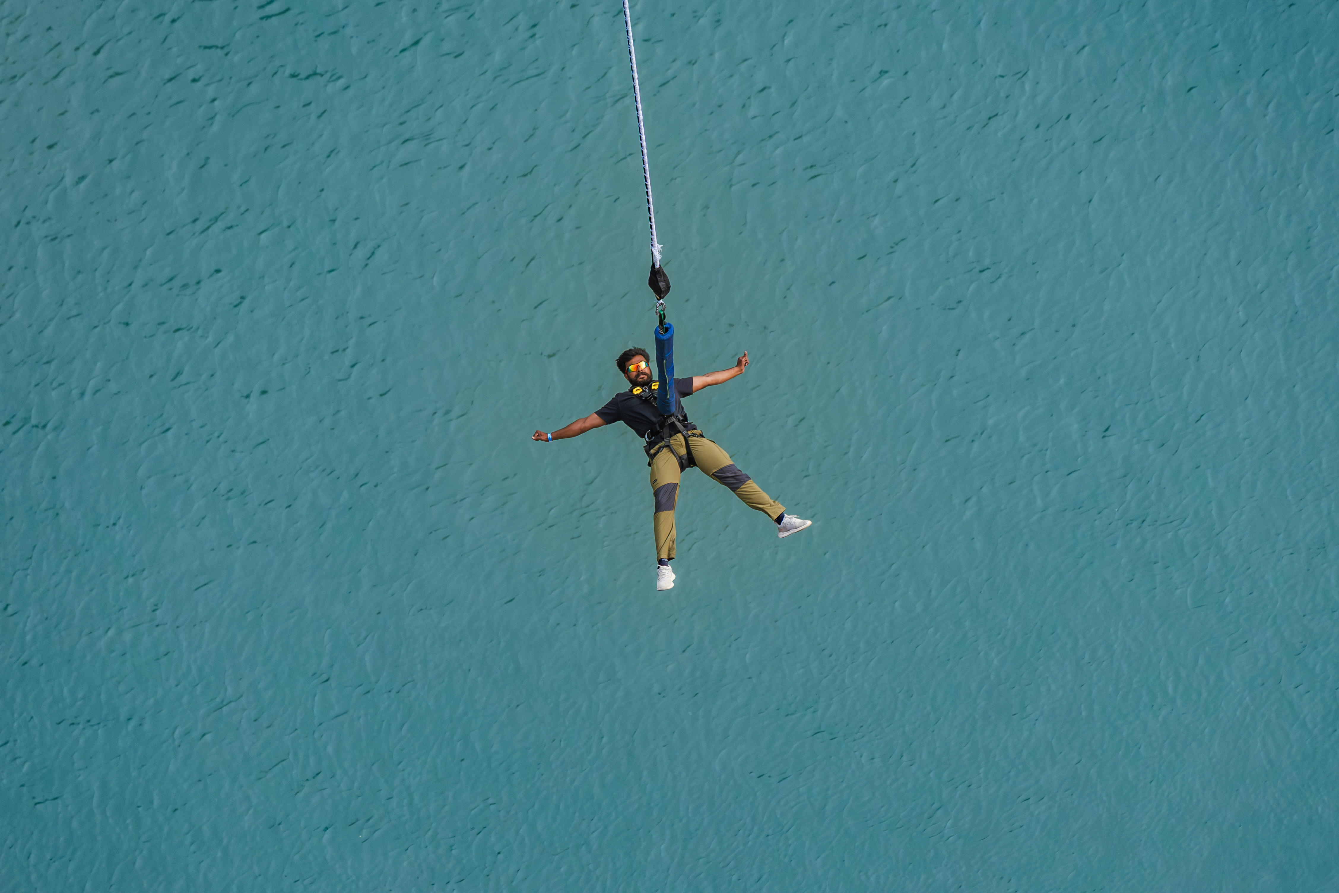 Maa Ganga Bungy jumper during the 219 metre jump