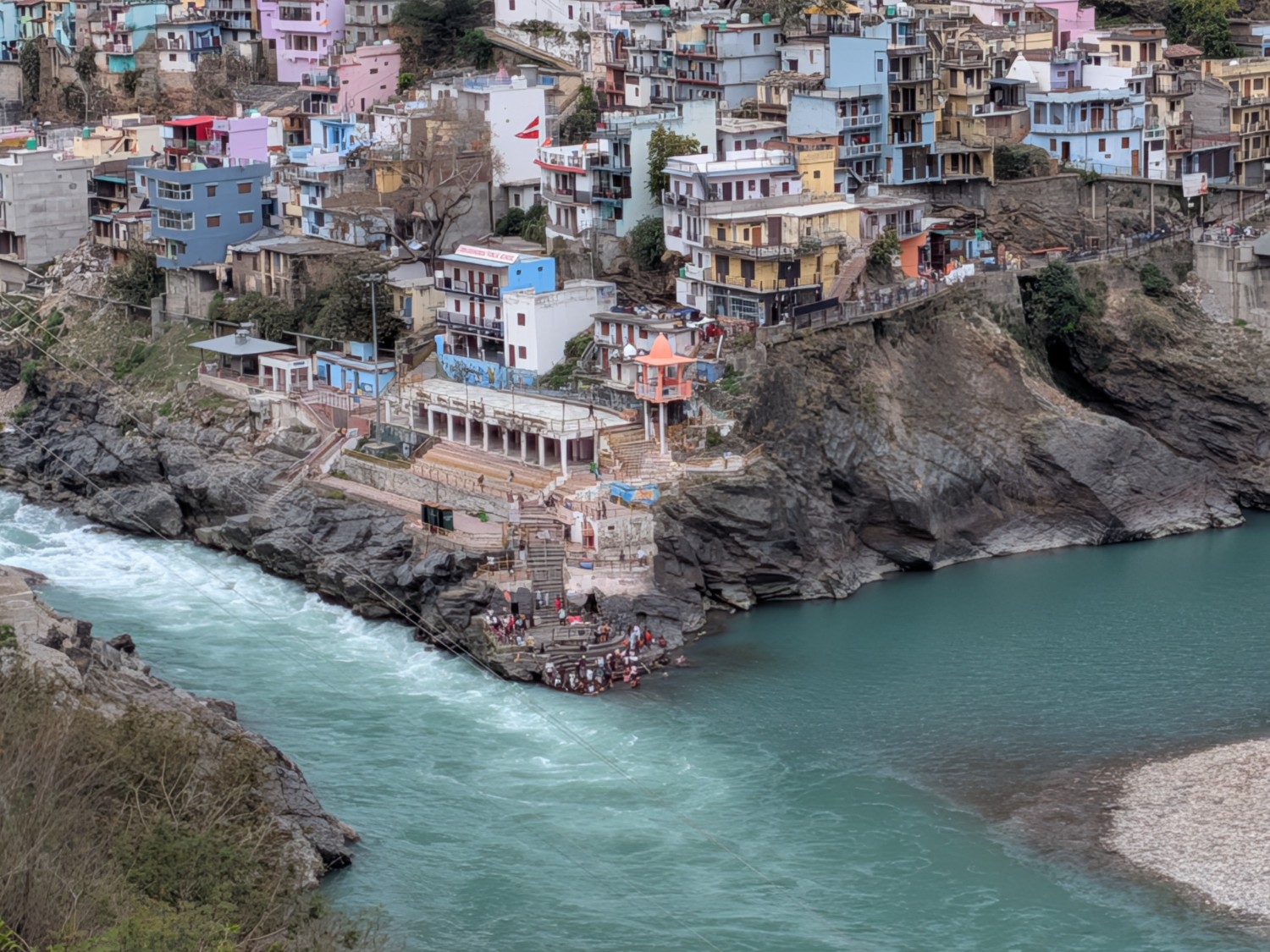 Devprayag Sangam where Alaknanda and Bhagirathi rivers meet